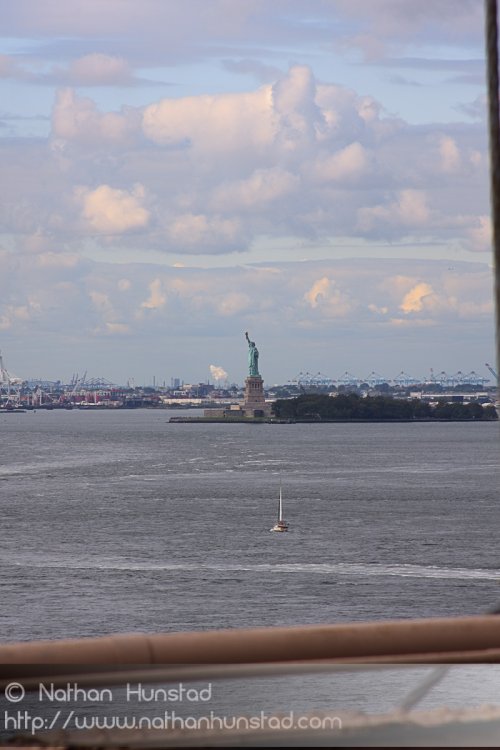 The Statue of Liberty from the Brooklyn Bridge